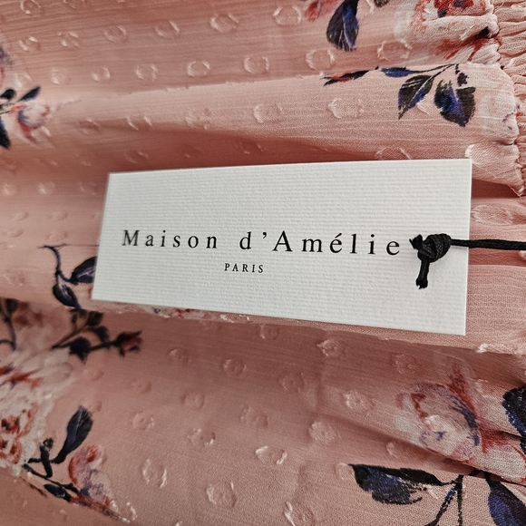 Anthropologie Maison d'Amelie Pink Floral Mock Neck Long Sleeve Blouse sz Medium - Picture 8 of 9